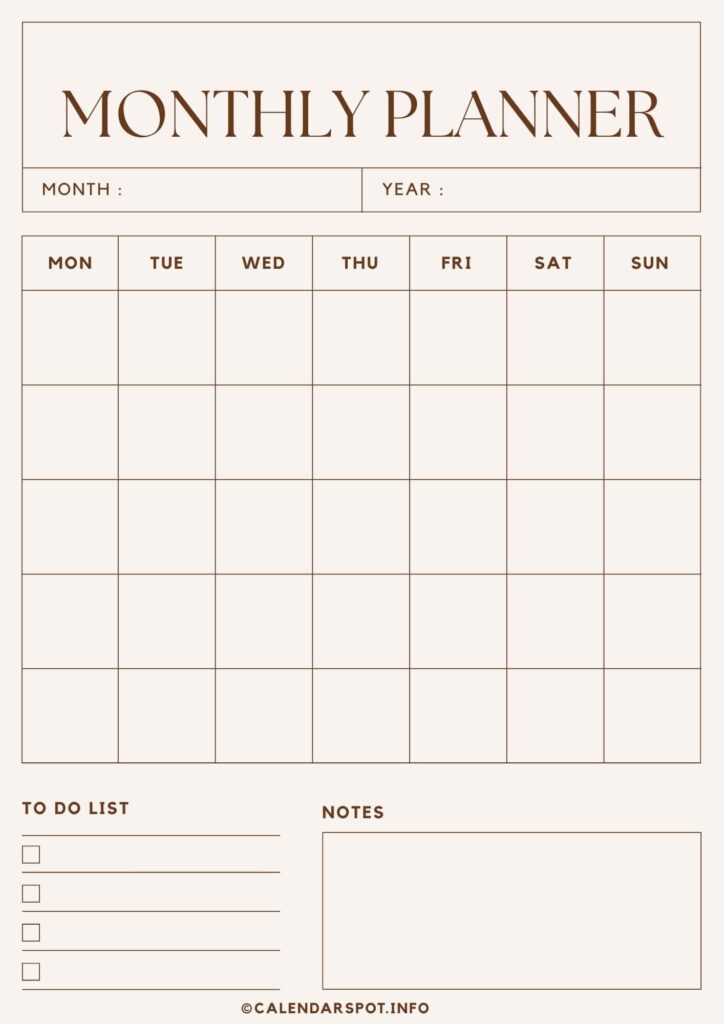 Monthly Planner Template