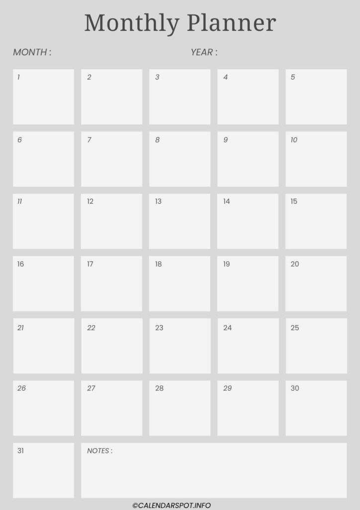Monthly Planner Template